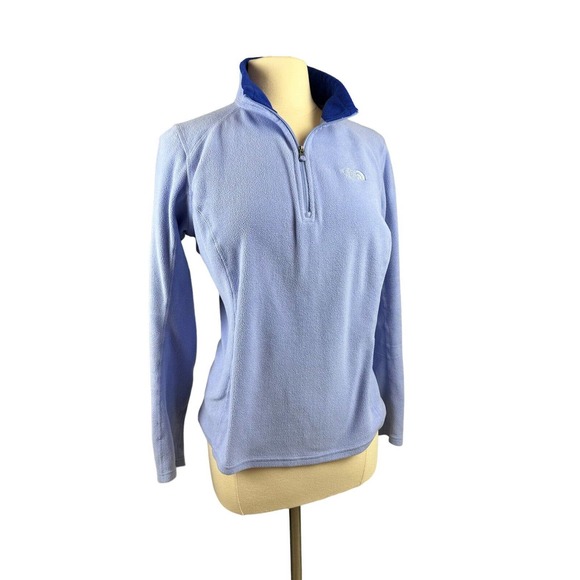 North Face Womens Lt Blue 1/4 Zip Fleece Pullover Lightweight Large - Picture 1 of 5